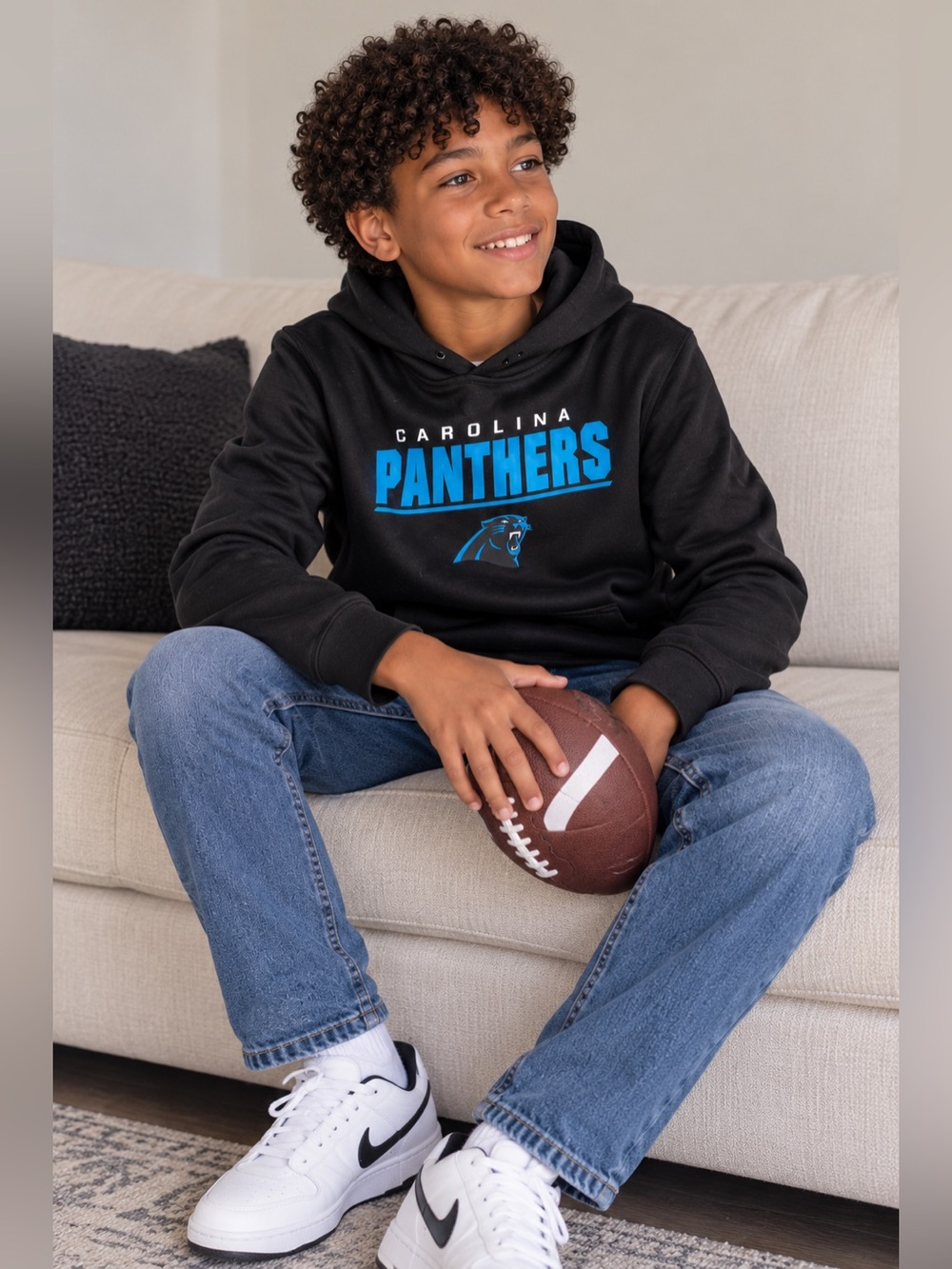 Carolina Panthers NFL Youth XL Black Performance Hoodie